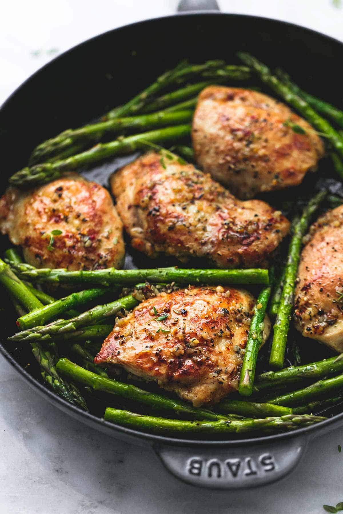 One Pan Garlic Herb Chicken and Asparagus  Creme De La Crumb