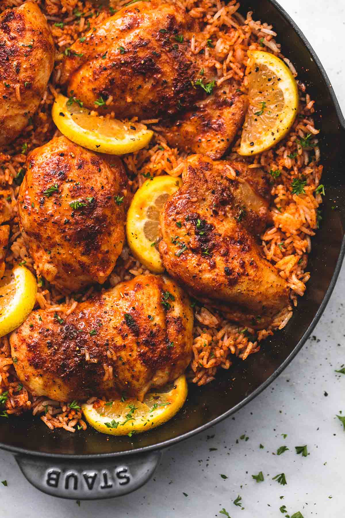 One Pan Spanish Chicken and Rice - Creme De La Crumb