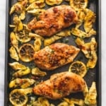 One Pan Baked Lemon Chicken and Artichokes | lecremedelacrumb.com