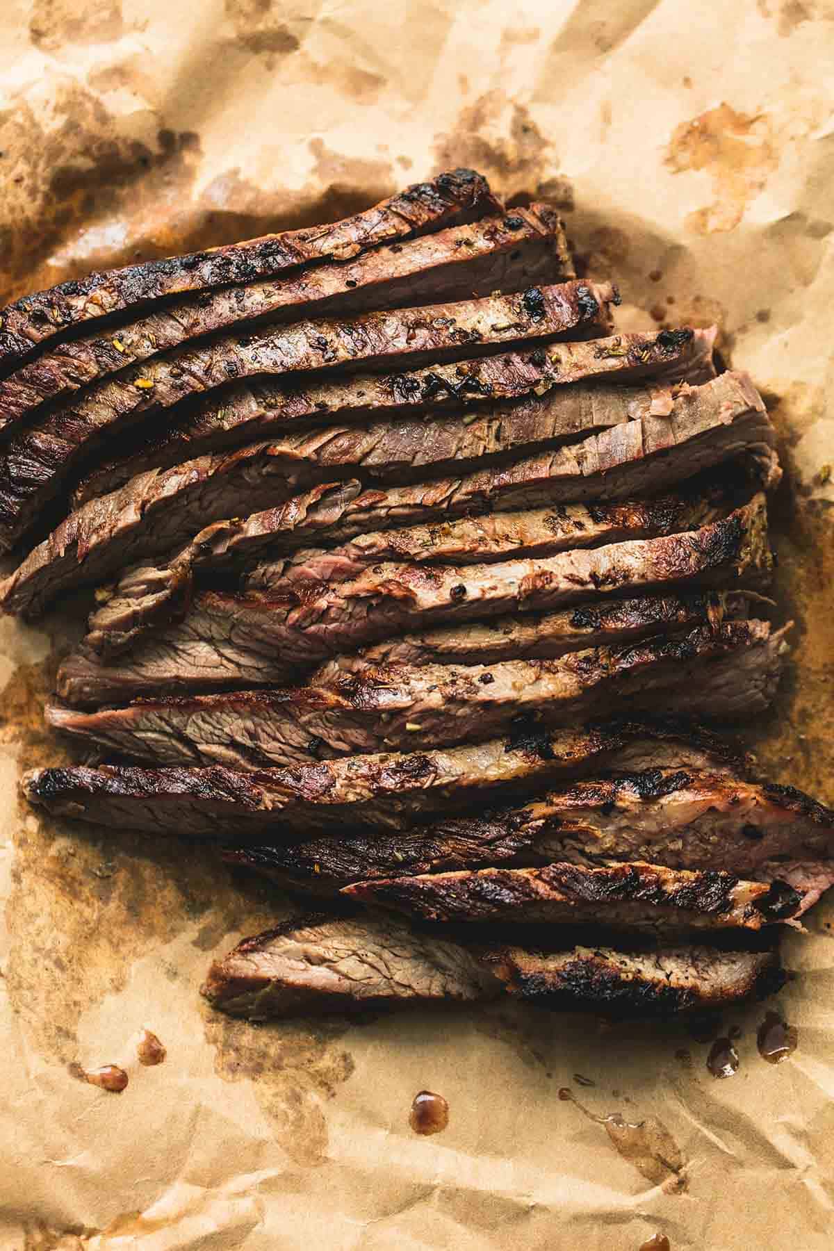 top view of sliced steak.