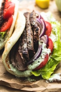 Steak Gyros with Tzatziki Cucumber Sauce | lecremedelacrumb.com