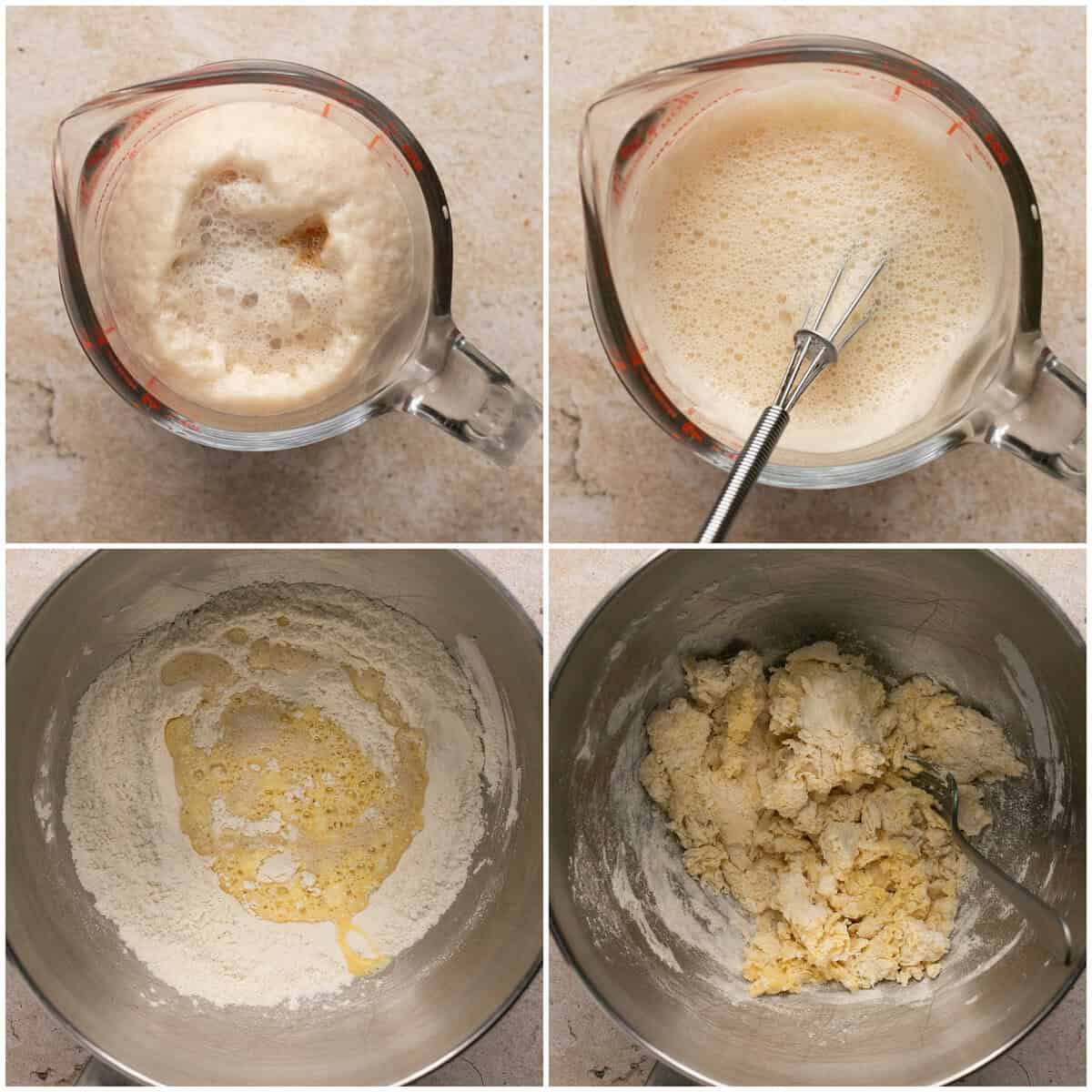 Steps 2-3 for prepping fried yeast donuts.
