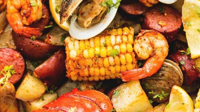 Sheet Pan Clambake | lecremedelacrumb.com