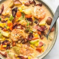 Shrimp and Bacon Corn Chowder | lecremedelacrumb.com