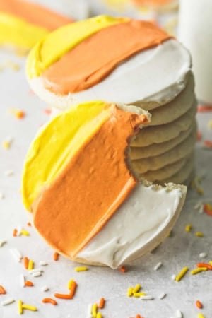 Ultra Soft Candy Corn Sugar Cookies | lecremedelacrumb.com