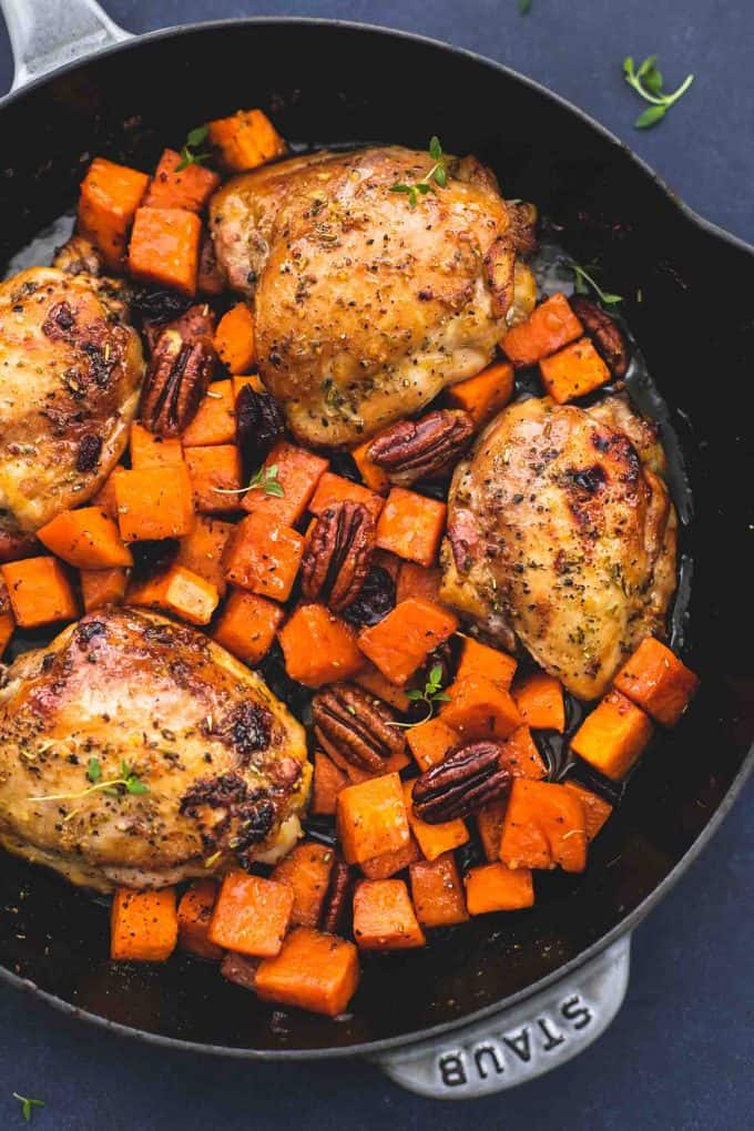 Honey Roasted Chicken And Sweet Potatoes Skillet Creme De La Crumb honey-roasted-chicken-and-sweet-potatoes-skillet-creme-de-la-crumb
