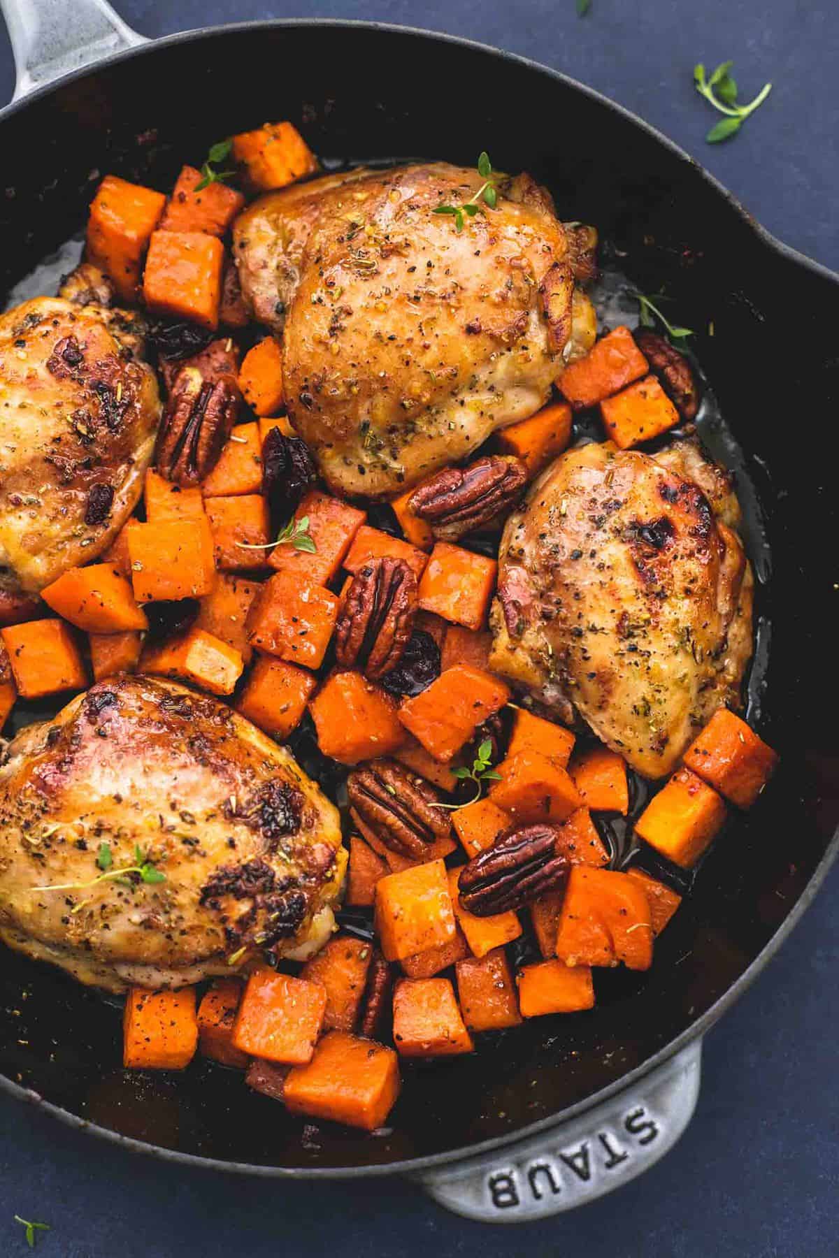 Honey Roasted Chicken And Sweet Potatoes Skillet