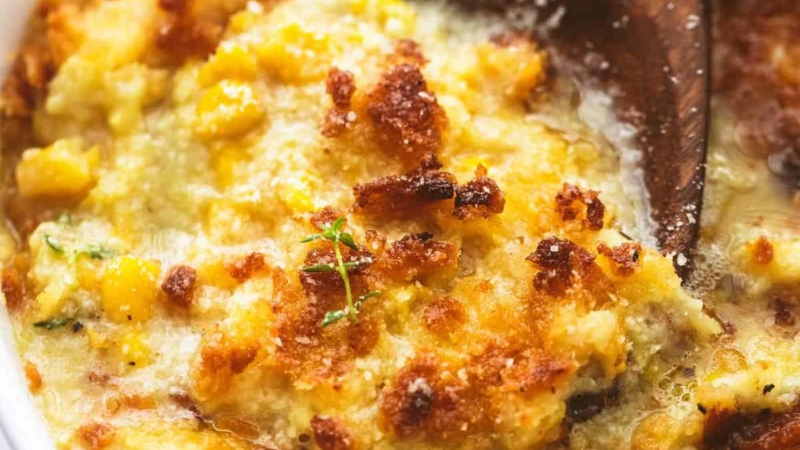 Baked Parmesan Creamed Corn | lecremedelacrumb.com