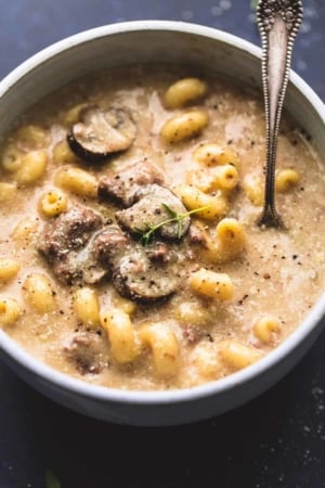 Instant Pot or Slow Cooker Beef Stroganoff Soup | lecremedelacrumb.com