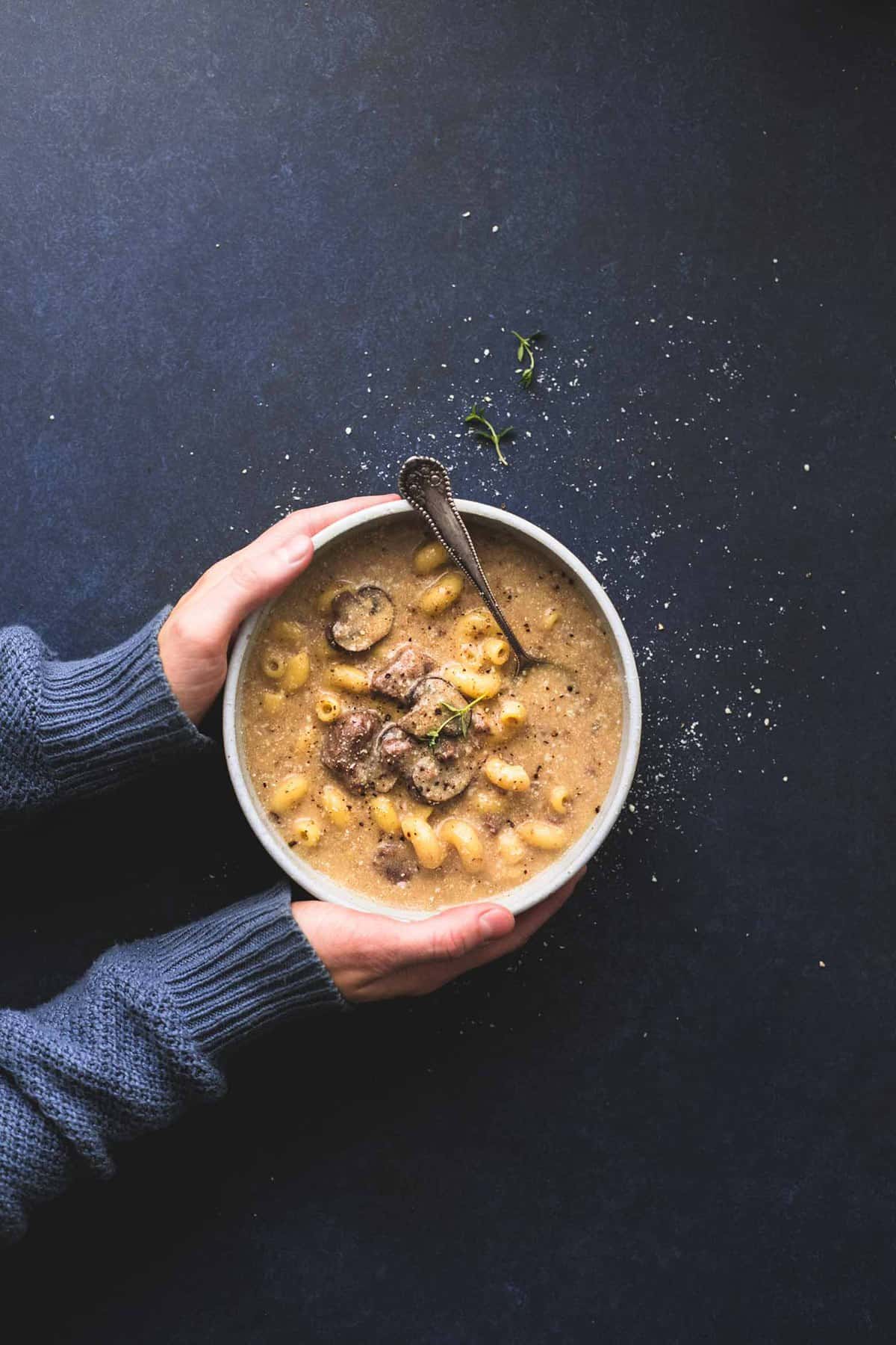 Instant Pot or Slow Cooker Beef Stroganoff Soup | lecremedelacrumb.com