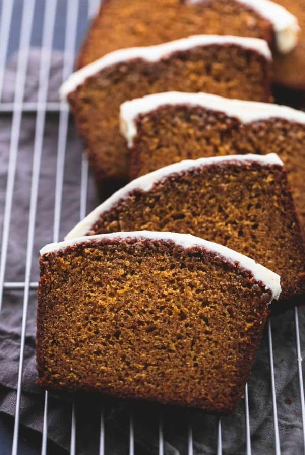 Cream Cheese Frosted Pumpkin Bread | lecremedelacrumb.com