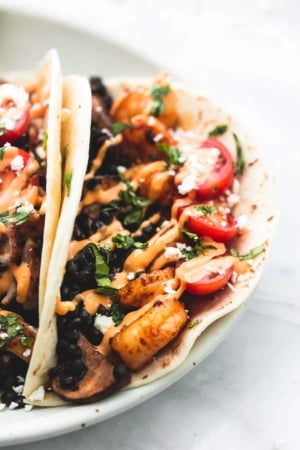 Shrimp or Chicken and Lentil Tacos | lecremedelacrumb.com