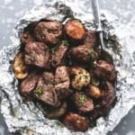 Buttery Garlic Steak and Mushroom Foil Packs | lecremedelacrumb.com