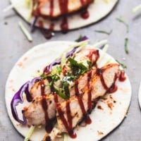 Mini Grilled BBQ Chicken Tacos easy appetizer recipe | lecremedelacrumb.com
