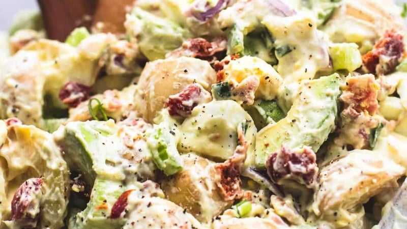 Bacon Avocado Potato Salad | lecremedelacrumb.com