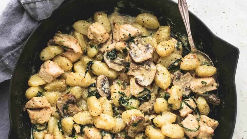 Chicken and Mushroom Gnocchi Skillet | lecremedelacrumb.com