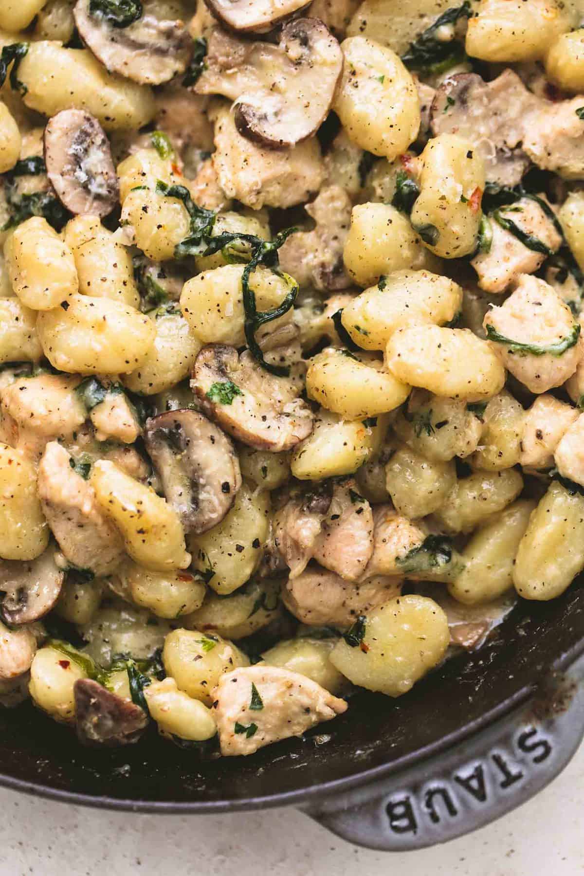 Chicken and Mushroom Gnocchi Skillet | lecremedelacrumb.com