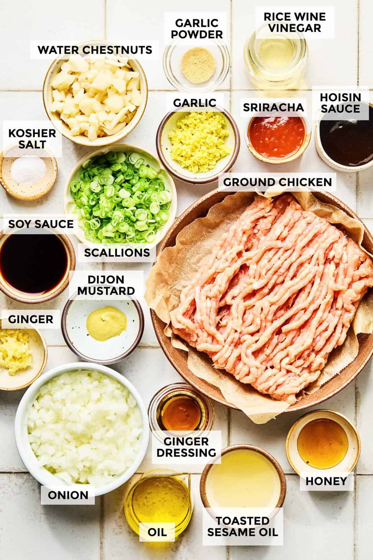 Ingredients for Asian chicken lettuce wraps.