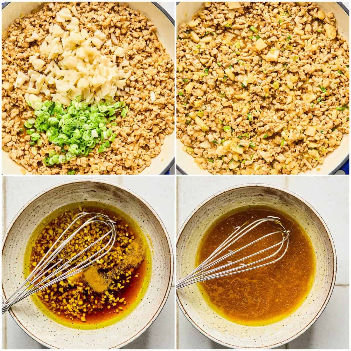 Steps 4-5 for prepping Asian chicken lettuce wraps.