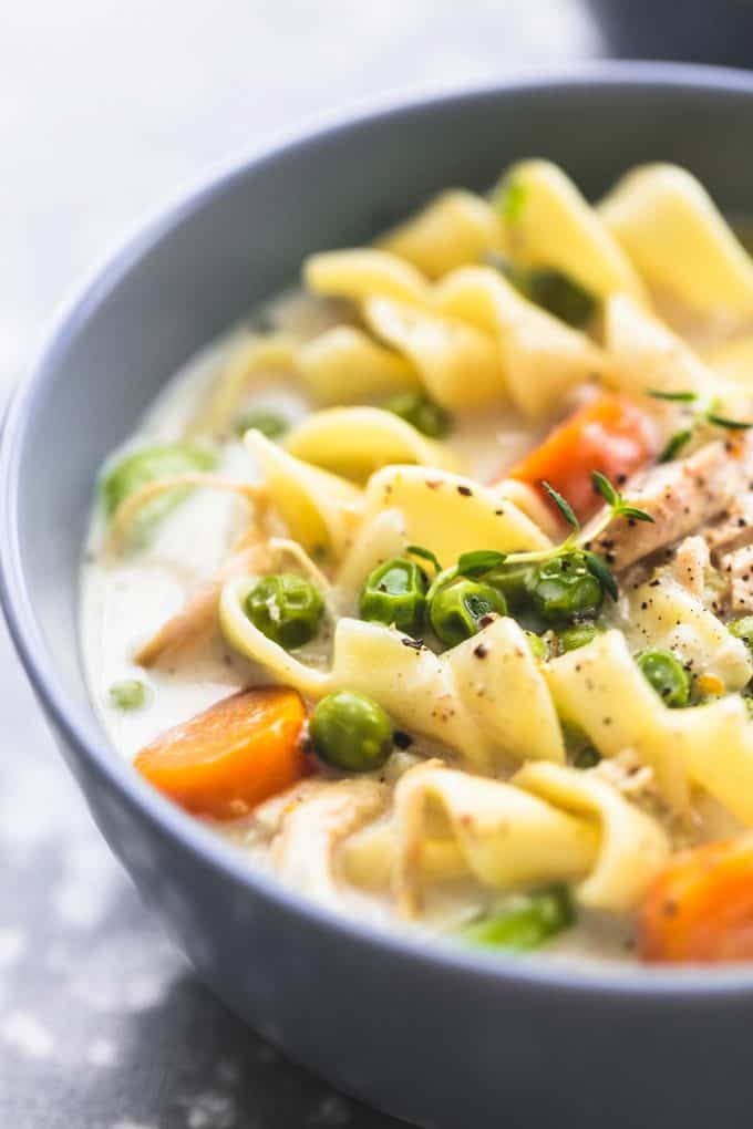Slow Cooker OR Instant Pot Creamy Chicken Noodle Soup Creme De La Crumb