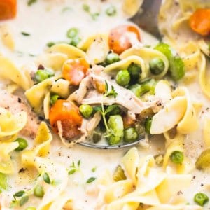 Slow Cooker OR Instant Pot Creamy Chicken Noodle Soup | lecremedelacrumb.com