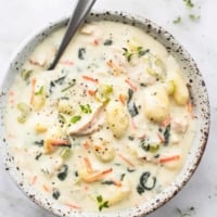 Easy Olive Garden Chicken Gnocchi Soup recipe | lecremedelacrumb.com