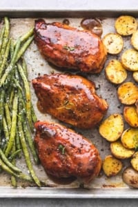 Sheet Pan Chicken Potatoes and Green Beans recipe | lecremedelacrumb.com