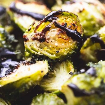 Easy Roasted Brussel Sprouts with Parmesan and Balsamic recipe | lecremedelacrumb.com