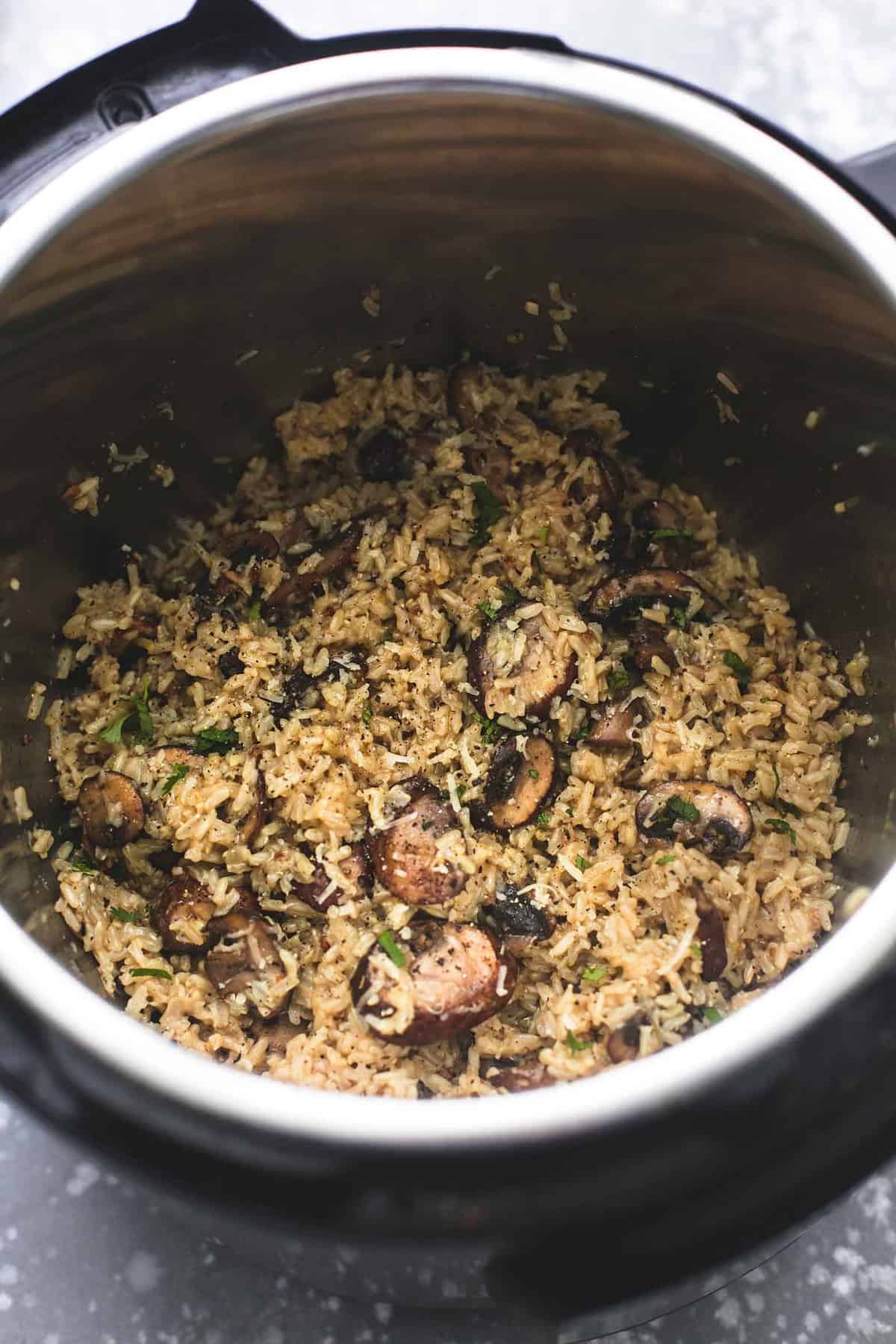 mushroom rice in an instant pot.