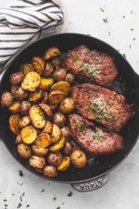 Garlic Butter Steak and Potatoes Skillet recipe | lecremedelacrumb.com