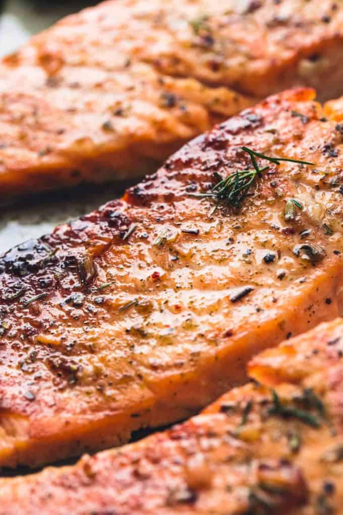 Sheet Pan Salmon and Asparagus with Potatoes - Creme De La Crumb