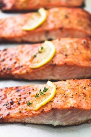 Best Easy Healthy Baked Salmon recipe | lecremedelacrumb.com