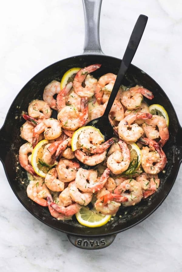 Easy Creamy Lemon Dill Shrimp recipe | lecremedelacrumb.com