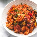 Easy Sheet Pan Jambalaya recipe | lecremedelacrumb.com