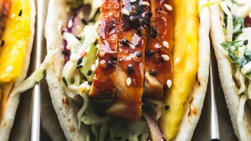 Easy 30 Minute Teriyaki Chicken Tacos dinner recipe | lecremedelacrumb.com