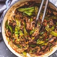 Quick and Easy Beef Noodle Stir Fry recipe | lecremedelacrumb.com