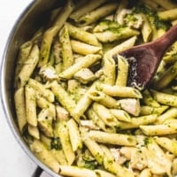 Creamy Pesto Chicken Pasta | lecremedelacrumb.com