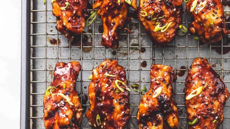Spicy Korean BBQ Chicken Wings recipe lecremedelacrumb.com