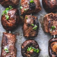 Grilled Steak and Mushroom Kabobs easy beef dinner skewer recipe | lecremedelacrumb.com