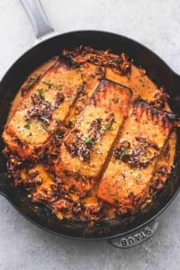 Salmon in Creamy Sun Dried Tomato Sauce easy 30 minute dinner recipe | lecremedelacrumb.com