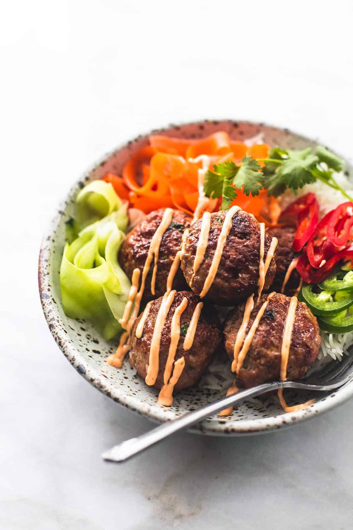Easy Pork Banh Mi Bowls dinner recipe | lecremedelacrumb.com