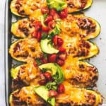 Easy Taco Stuffed Zucchini Boats healthy dinner recipe | lecremedelacrumb.com