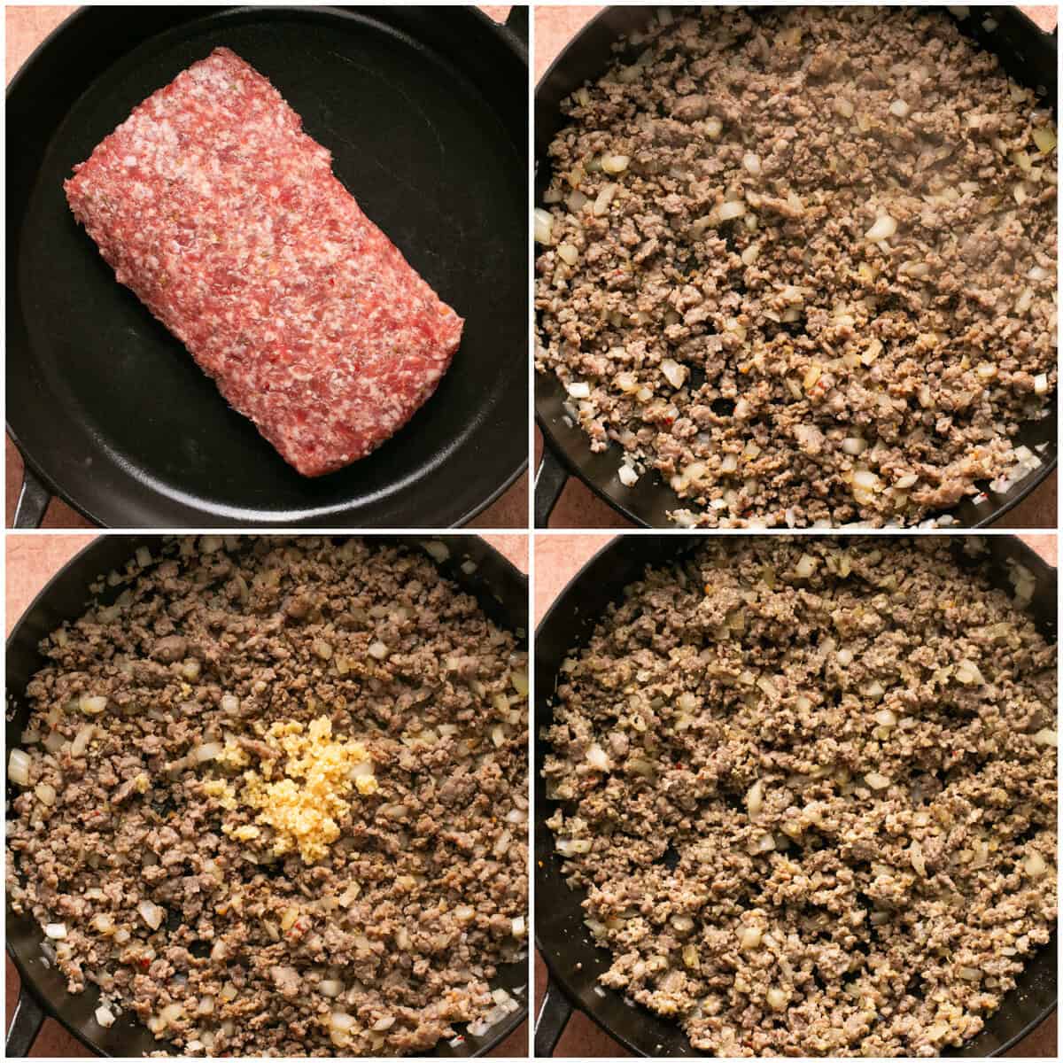 Step 2 for preparing pasta with roasted red pepper sauce.