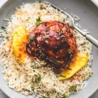 Island Glazed Chicken and Coconut Rice easy one pot recipe | lecremedelacrumb.com