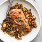 Easy Skillet and Stuffing with quick chicken gravy | lecremedelacrumb.com