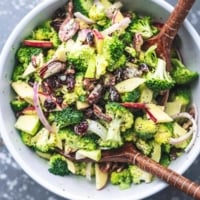 Broccoli Apple Salad with Poppyseed Dressing (no mayo) easy side salad recipe | lecremedelacrumb.com