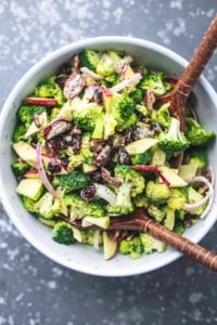 Broccoli Apple Salad with Poppyseed Dressing (no mayo) easy side salad recipe | lecremedelacrumb.com