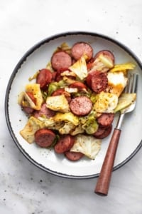 Easy 30-minute Sausage and Cabbage Skillet healthy dinner meal recipe | lecremedelacrumb.com