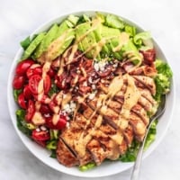 Easy healthy and tasty Chicken Avocado Salad recipe | lecremedelacrumb.com