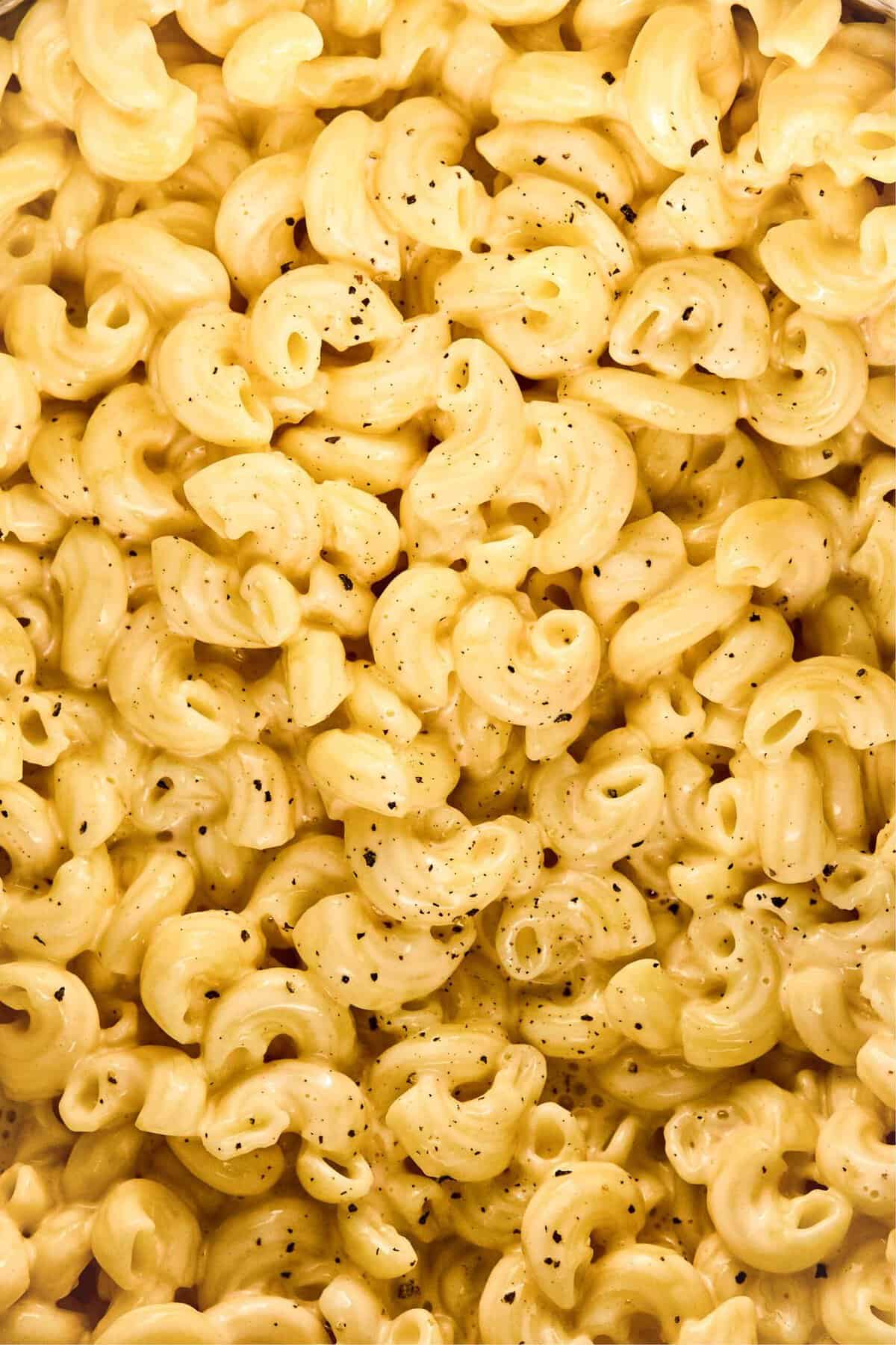 Overhead close up of instant pot mac and cheese.